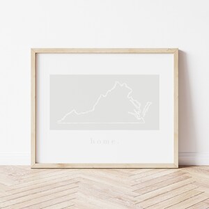 Virginia Map Wall Art, Printable VA Home Print, Modern Home State Map, Neutral Map Poster, State Illustration, New Homeowner Gift, State Art