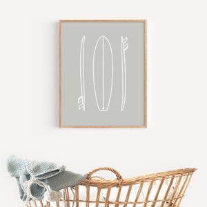 Neutral Surfboard Wall Art, Printable Surfboard Art, Ocean Nursery Decor, Modern Surfer Print, Coastal Home Decor