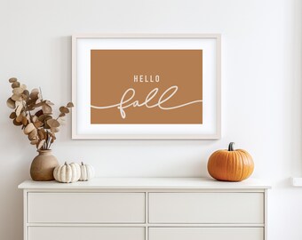 Hola Otoño Lámina, Arte mural de otoño IMPRIMIBLE, Decoración de otoño estilo granja, Decoración otoñal, Frases de otoño, Escritura de otoño, Descarga de arte digital acogedor de otoño