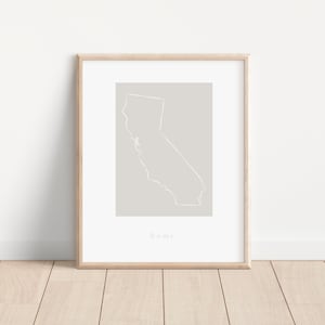 Californië kaart kunst aan de muur, Home State Print, afdrukbare staat illustratie, CA poster, aquarel Amerikaanse staten kunst, Inwijdingsfeest geschenken, moderne kunst