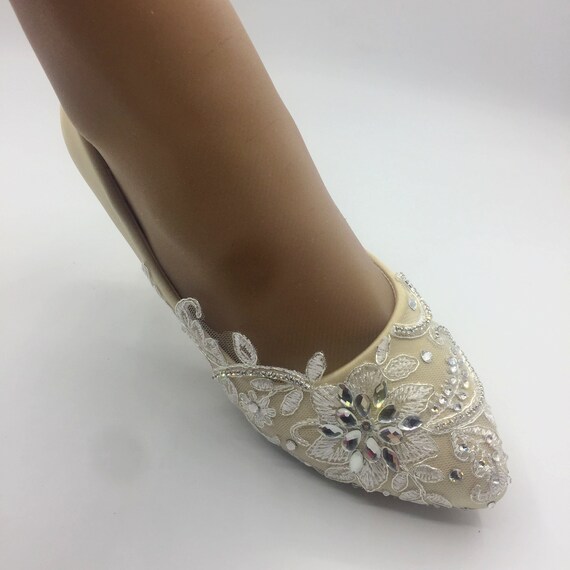 champagne lace shoes