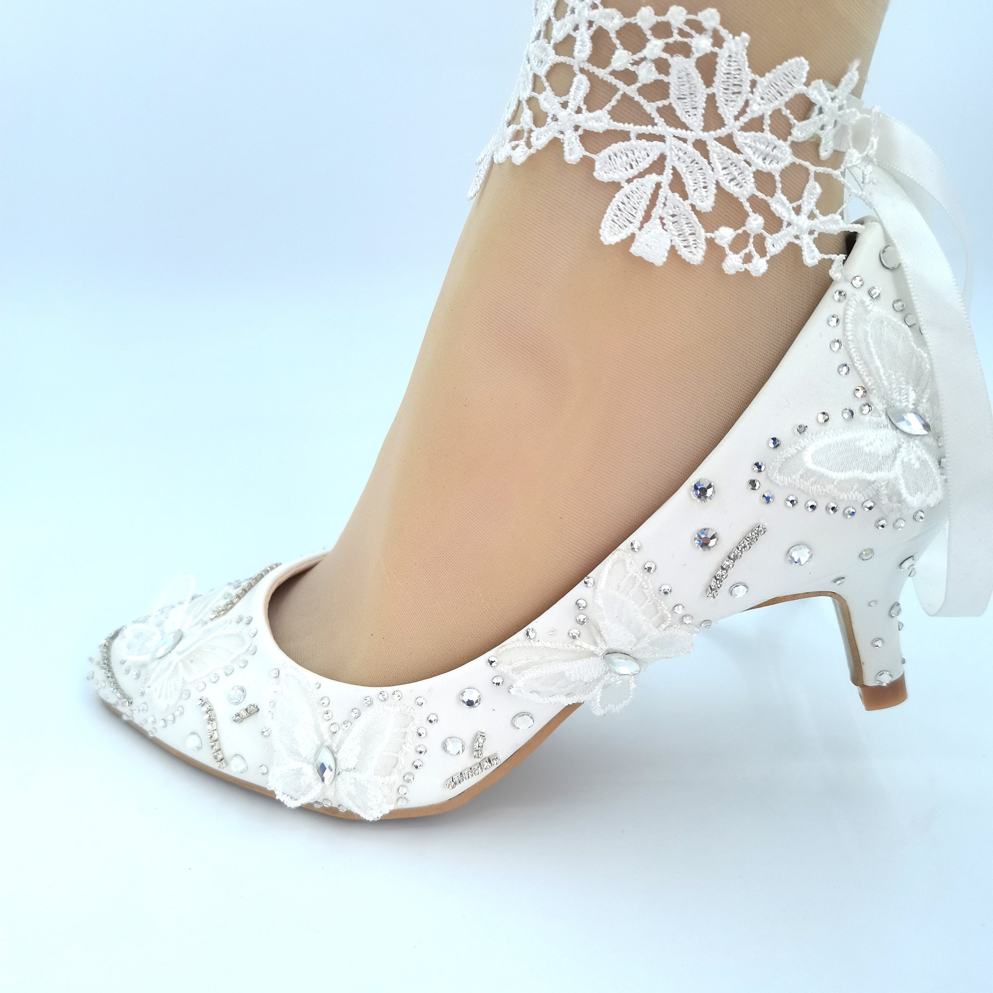 Women's White Lace High Heels Banquet Wedding Party Shoes | Fruugo BH