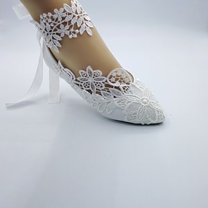 Lace Flower Lady Shoes,white Lace Ankle Lace Trips Wedding Shoes Bridal ...