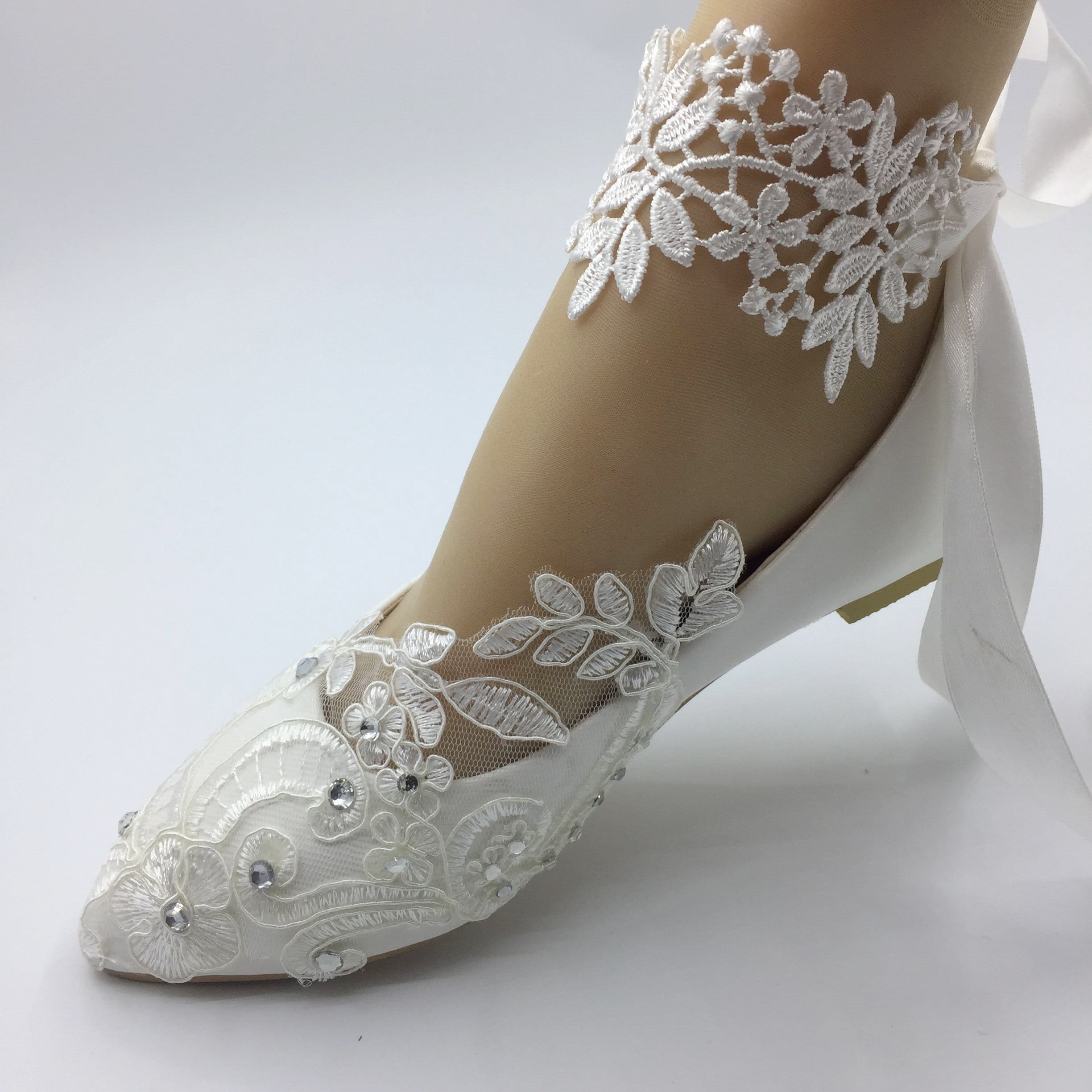 Lace Flower Lady Shoeswhite Lace Ankle Lace Trips Wedding | Etsy