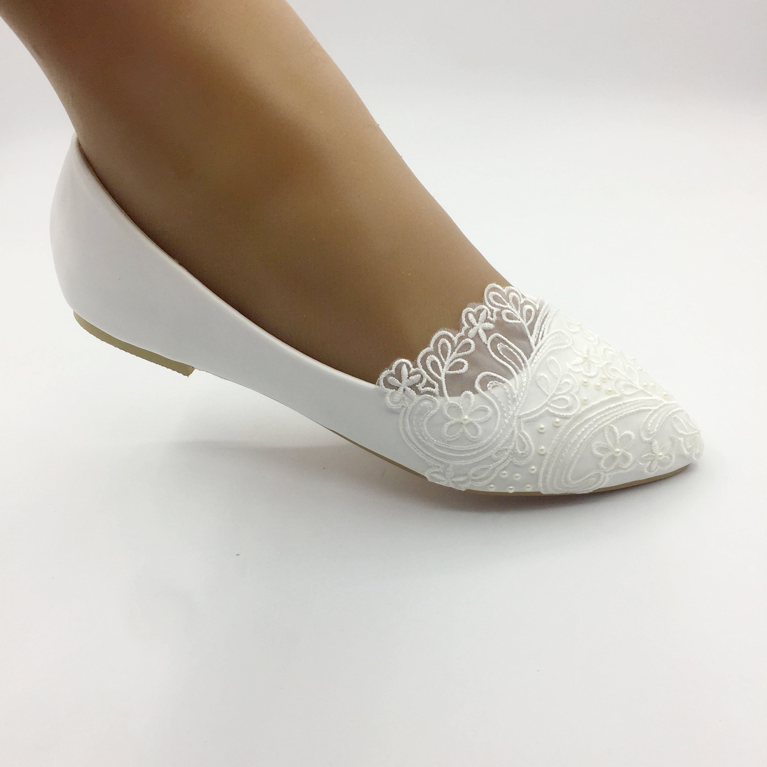 Women's Wedding Shoes Lace Shoes Beaded Flower Shoes High Heel Bridal Shoes,H36