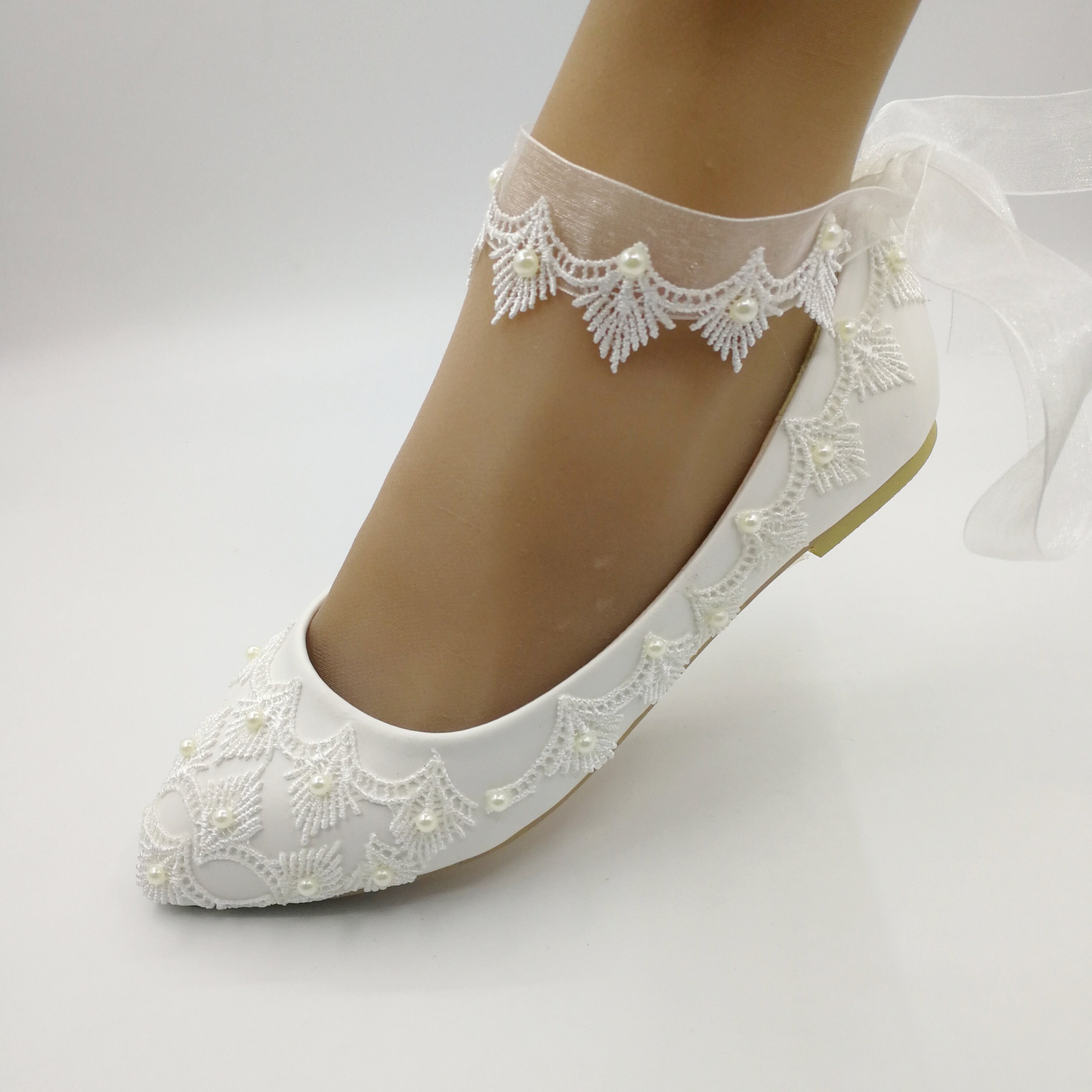 white flats for bride