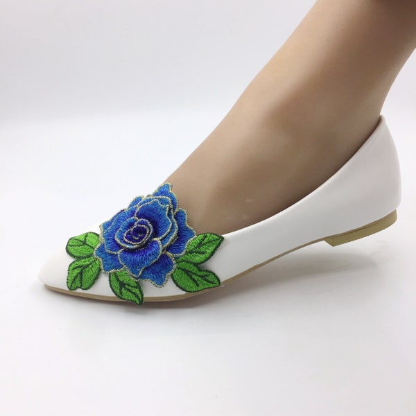 Blue Flat Shoes Etsy