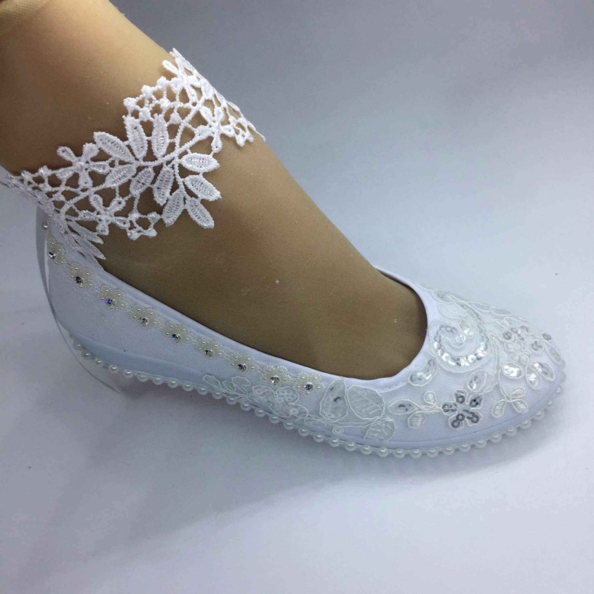 white canvas wedge pumps