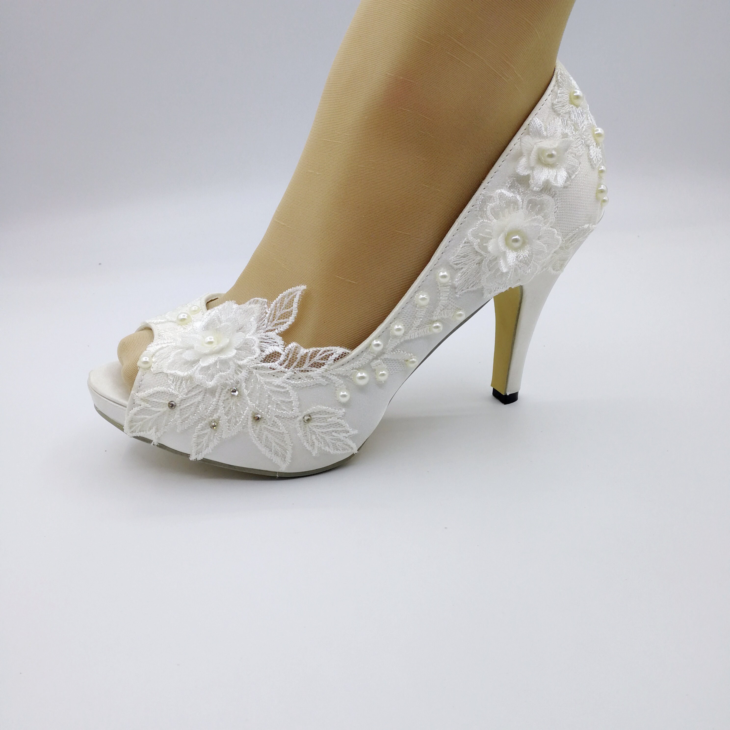Peep Toe Lace Heels Etsy Singapore
