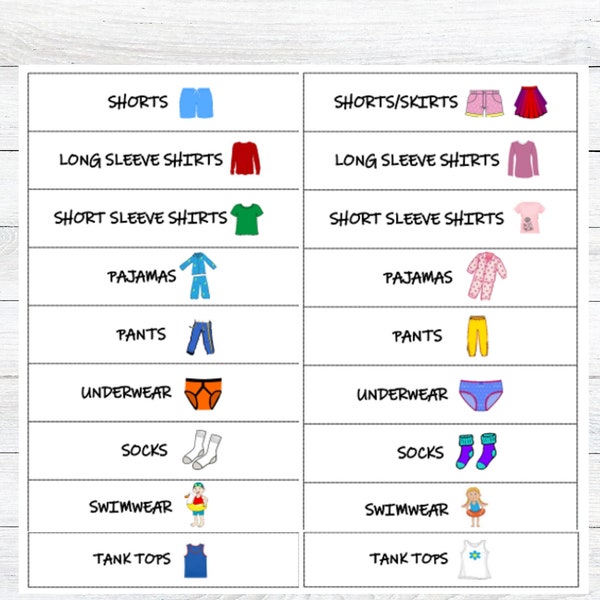 Printable drawer labels for kids clothes