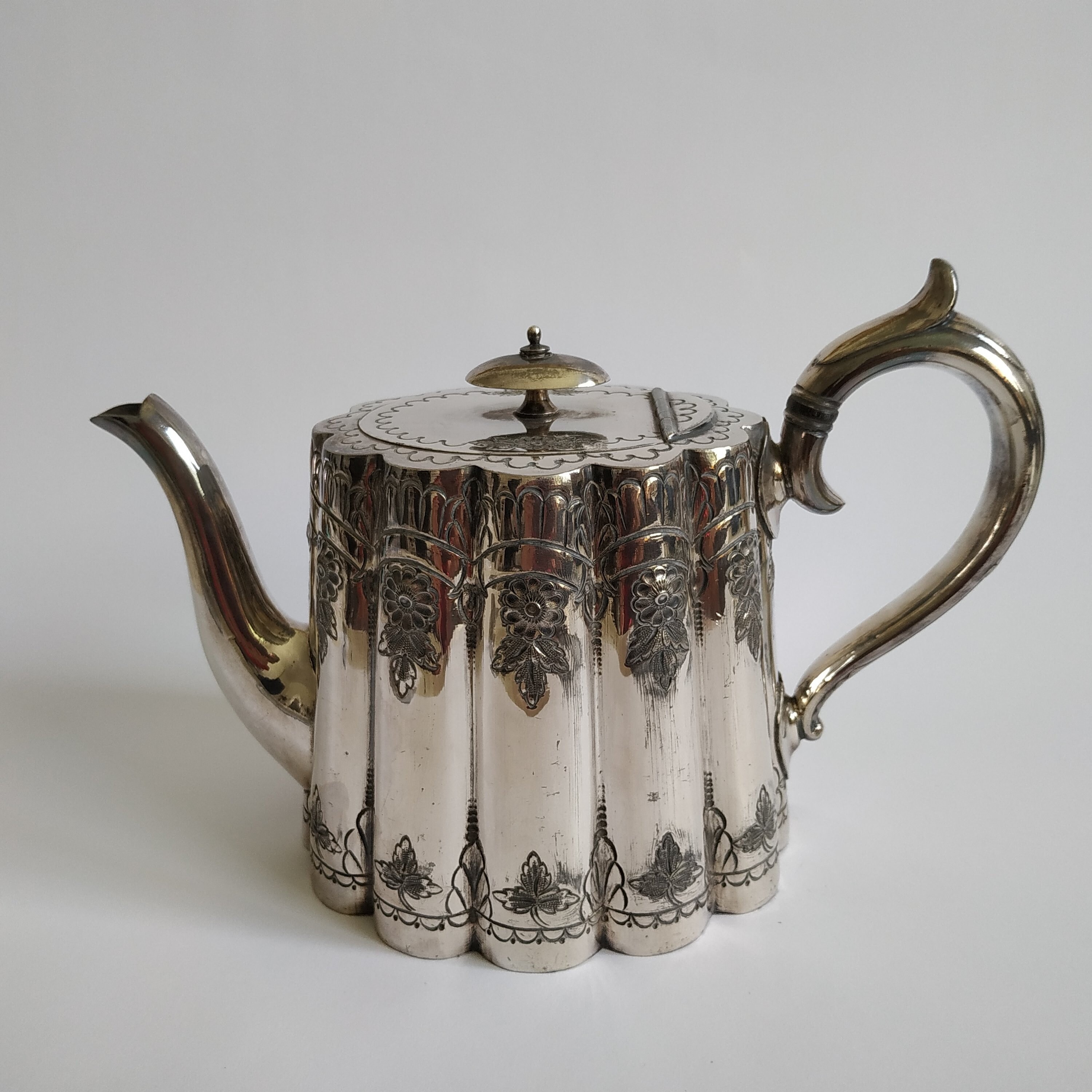 A Traditional Antique Silverplated Teapot With Wavy Design Etsy