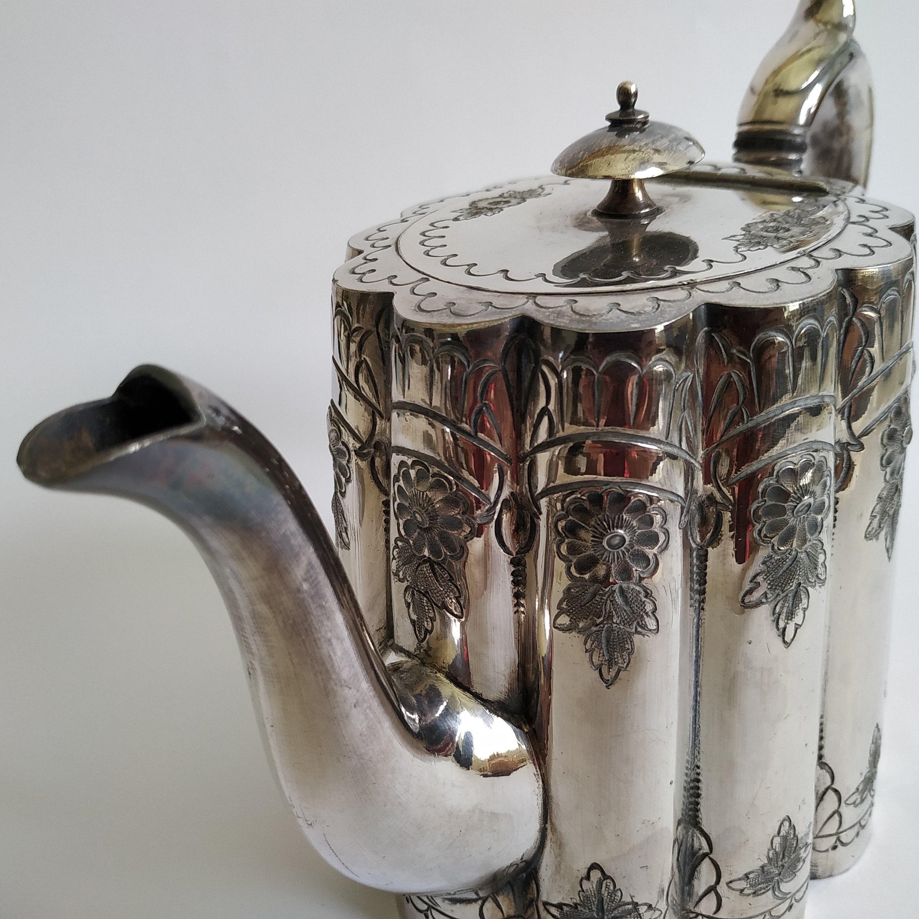 A Traditional Antique Silverplated Teapot With Wavy Design Etsy