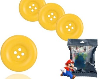 8x Super XL buttons button Mario 3 cm yellow for costume, disguise, adults