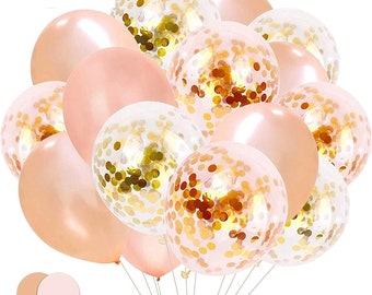 100x balloons with confetti confetti glitter rose, gold as decoration for weddings and birthdays (50x confetti)