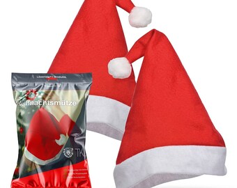 6x Weihnachtsmütze Nikolausmütze Mütze Weihnachten Nikolaus rot Weihnachten