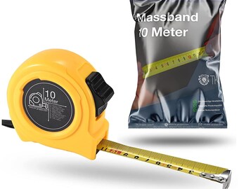 Tape measure 10 meters with bracket and lock / tape measure with roll-up system