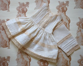 Antique-Style Ecru Petticoat Set for 18inch or 46cm French or German Antique or Reproduction Doll. Ecru Cotton Lawn and Ecru Cotton Lace