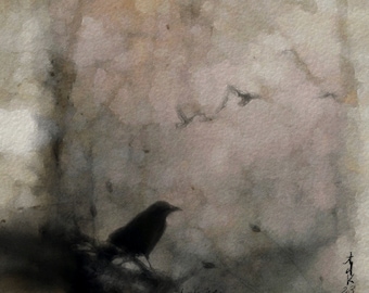 Impresión de arte de cuervo, arte de aves, impresión de arte, arte de cuervo, cuervo, pintura de aves, arte de vida silvestre, impresión de cuervo