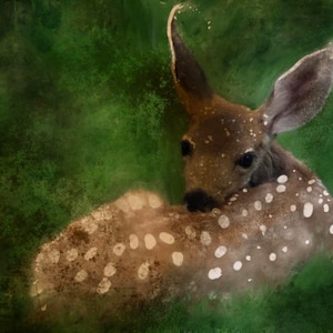 Fawn Art Print, Deer Art, Fawn Art, Art Print, Deer Animal Art, Fawn, Fawn Painting, Gold Leaf, Fawn Illustration