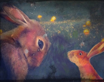 Rabbit Art Print, Bunny Art, Art Print, Wildlife Animal Art, Christmas Gift, Rabbit Painting, Nursery Art, Bunny Illustration