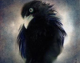 Impresión de arte de cuervo, arte de aves, impresión de arte, arte de cuervo, cuervo, pintura de aves, arte hecho a mano, impresión de cuervo