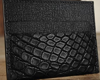 Schlanke Alligator Kartenhalter-Geldbörse. Minimalistische Geldbörse für Männer/Frauen.