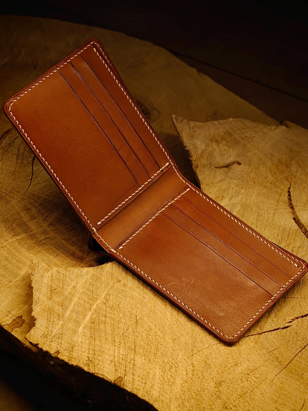 Handstitched Brown Leather Bifold Wallet - Etsy