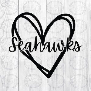 Seahawks Heart Outline PNG Sublimation Transfer Sports Mascot Digital Graphic Design T-shirt
