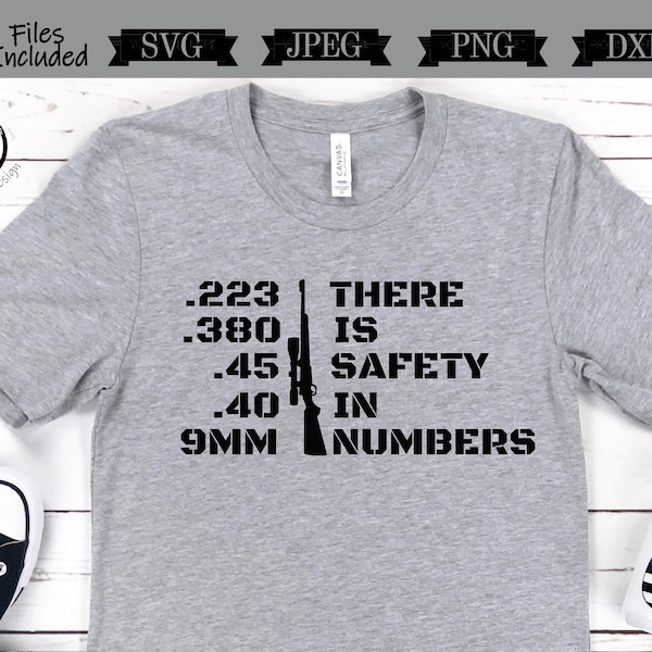 There is Safety in Numbers| .223 .380 .45 .40 9mm SVG dxf png jpg