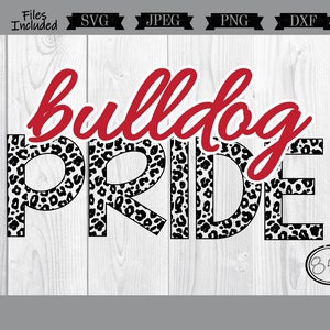 Bulldog Pride Leopard Print Mascot SVG dxf png jpg