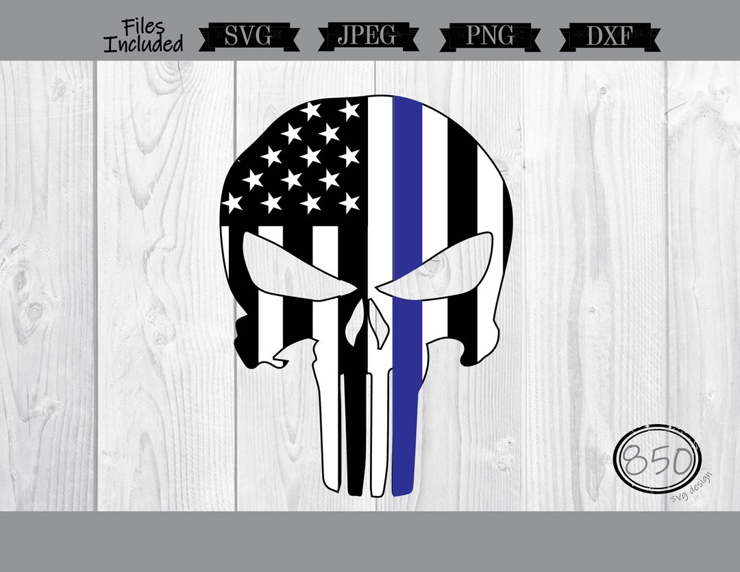 Thin Blue Line Flag Skull Svg Skull Clipart Back the Blue Blue Lives ...