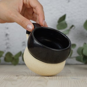 Black ceramic mug, Handmade black mug, Minimal mug, Round coffee mug image 5