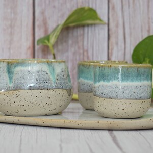 Cappuccino mug, Handmade coffee mug, Ceramic pinched mug, Speckled Green mug image 7