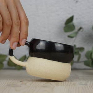 Black ceramic mug, Handmade black mug, Minimal mug, Round coffee mug image 4