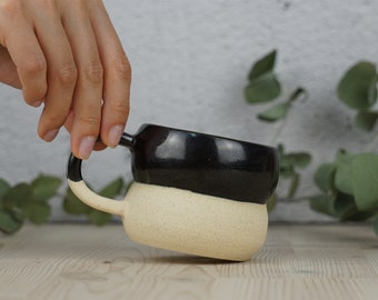 Black ceramic mug, Handmade black mug, Minimal mug, Round coffee mug