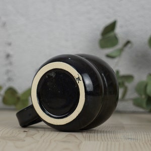Black ceramic mug, Handmade black mug, Minimal mug, Round coffee mug image 7