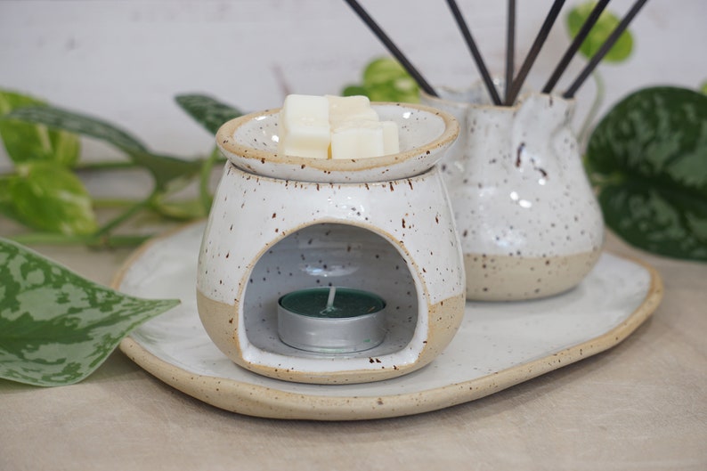 Ceramic oil or wax burner Essential oil burner Home Fragrances Aromatherapy image 4