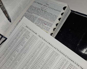 2025 Come Follow Me Daily Reading Chart Schedule for the Doctrine & Covenants + Book of Mormon for the Whole Year - Large Print Version