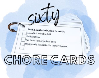 60 Detailed Chore Cards for kids, tweens, and teens