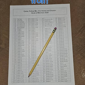 2024 Book of Mormon Come Follow Me - For Home and Church - Reading Chart - Large Text Option