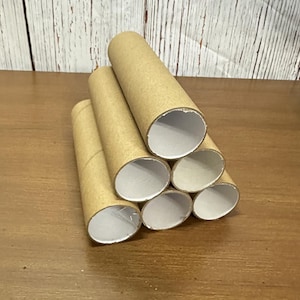 Cardboard Tubes, Set of 6, Heavy Duty, Recycled, 6" long, Craft Supply,