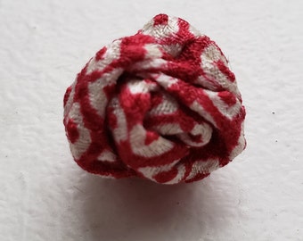 Mini Red/White Pattern Silk Fabric Lapel Pin for Men's Suit Jacket from Vintage Kimono Silk / Unisex