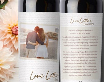 Personalized Valentine/ Wedding Wine Label: Custom Couple's Story, Engagement Gift by Cork Tales