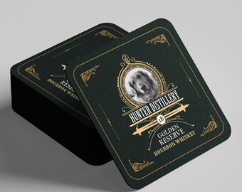 Custom Pet Whiskey Label Coasters with Your Pet Photo by Cork Tales