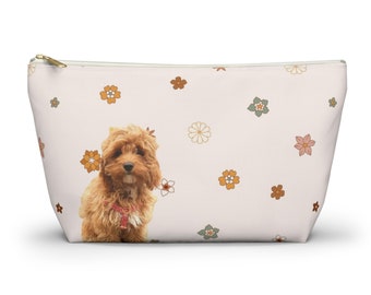 Floral Custom Pet Photo Makeup Bag: Personalized Cosmetic Pouch