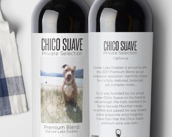 Custom Pet Photo Wine Bottle Label – Personalized Story Gift (Printed)