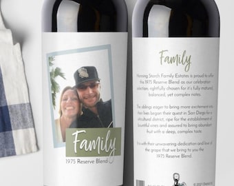Personalized Family Story Wine Label - Mothers Day Gift: Custom Photo Gift by Cork Tales