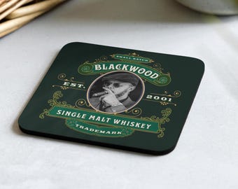 Custom Whiskey Label Logo Coasters with Photo, Personalized Distillery Design, Set of 4