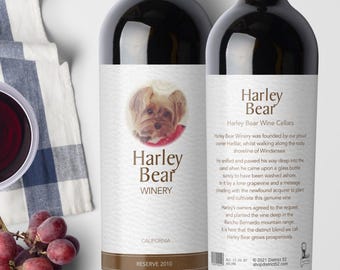 Personalized Pet Wine Label: Custom Story Pet Lover Gift