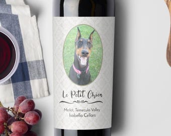 Personalized Dog Wine Label: Custom Pet Photo Gift for Wine Lovers by Cork Tales